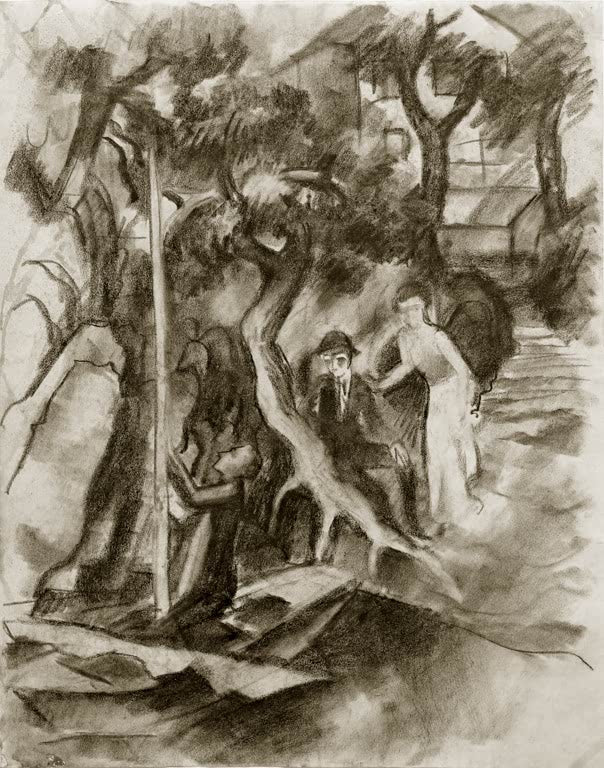 Kunstdruck des Gemäldes „Paar am Segelboot“ von August Macke. Hochwertig in Deutschland von Hand gefertigt, erhältlich als Leinwand oder Poster und optional gerahmt.