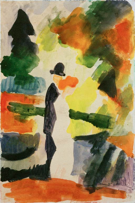 Kunstdruck des Gemäldes „Paar im Park“ von August Macke. Hochwertig in Deutschland von Hand gefertigt, erhältlich als Leinwand oder Poster und optional gerahmt.
