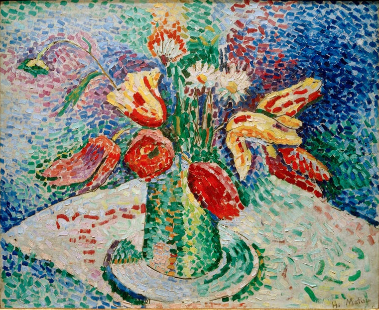 Kunstdruck von Papageientulpen II von Henri Matisse, als Poster oder Leinwand erhältlich, optional gerahmt, in Deutschland per Hand gefertigt.