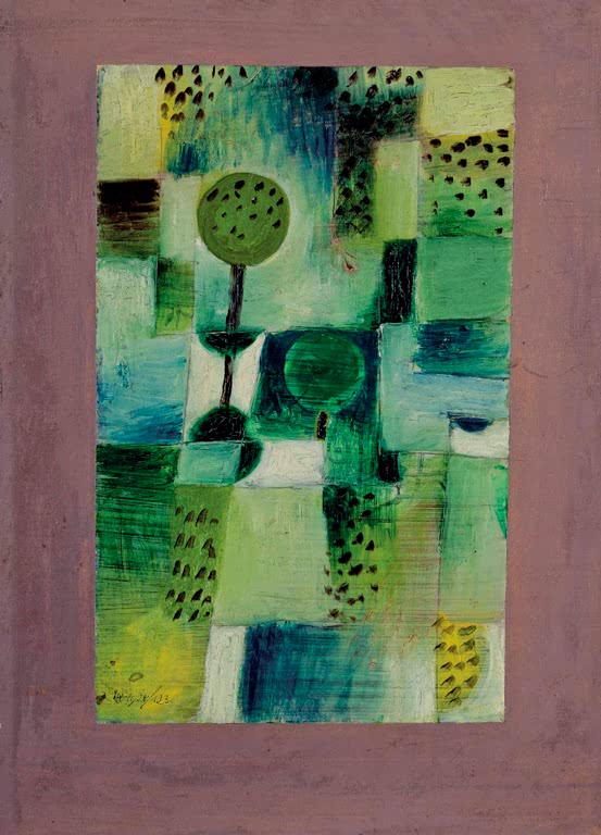 Kunstdruck „Parkbild bei Regen“ von Paul Klee mit abstrakter Parklandschaft und atmosphärischer Farbgestaltung

