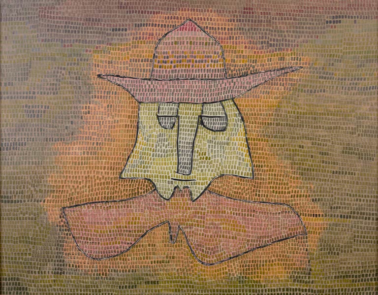 Kunstdruck „Pastor Kohl“ von Paul Klee mit abstrahiertem Porträt und charakteristischer Farbgestaltung