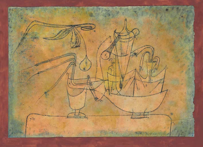 Kunstdruck „Pears destillieren“ von Paul Klee mit abstrakter Darstellung und fantasievollen Formen

