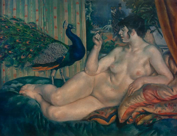 Kunstdruck Pfau und Frau von Sotaro Yasui