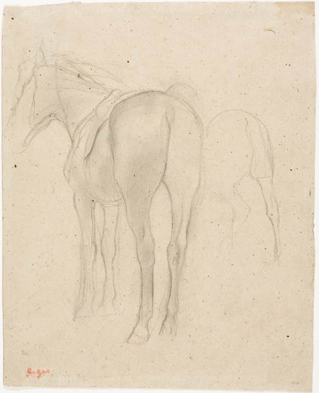 Kunstdruck von Pferdestudien von Edgar Degas mit dynamischen Darstellungen von Pferden in charakteristischer Malweise des Künstlers.