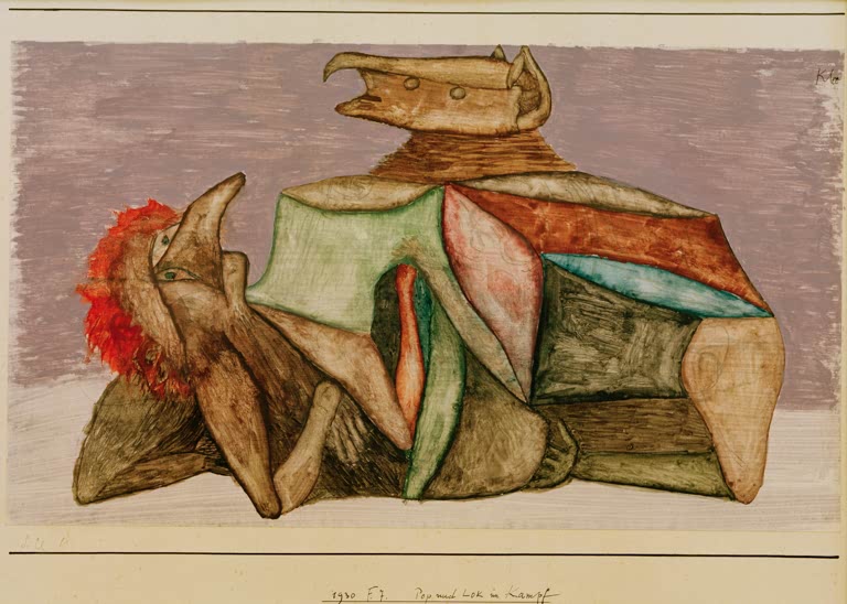 Kunstdruck „Pop und Lok im Kampf“ von Paul Klee