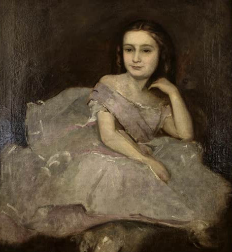 Kunstdruck des Gemäldes Porträt der Nichte des Künstlers von Edgar Degas mit dem Porträt einer jungen Frau.