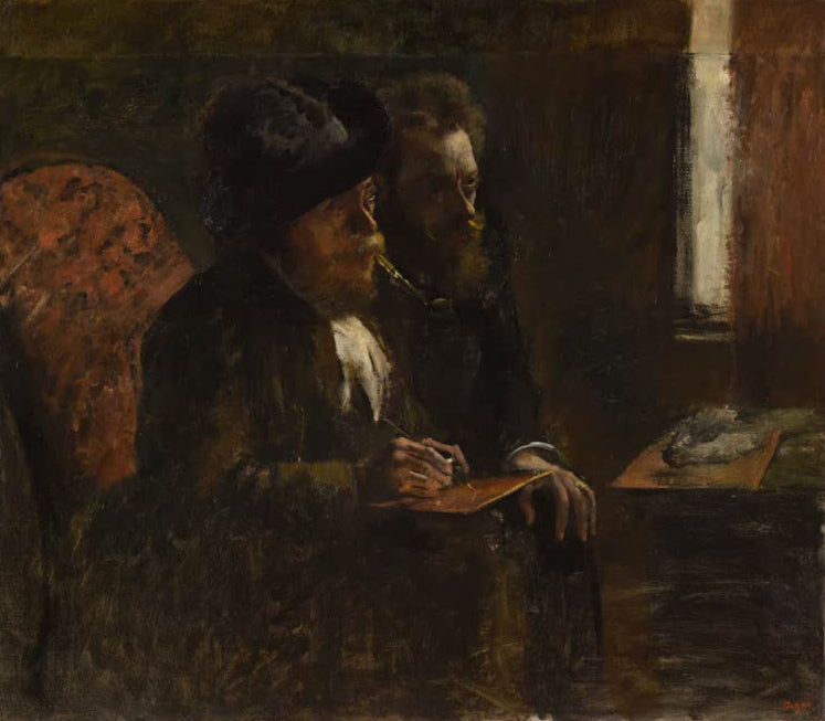 Kunstdruck des Gemäldes Porträt des Graveurs Desboutin und des Graveurs Lepic von Edgar Degas mit den beiden Künstlern Marcellin Desboutin und Ludovic-Napoléon Lepic.