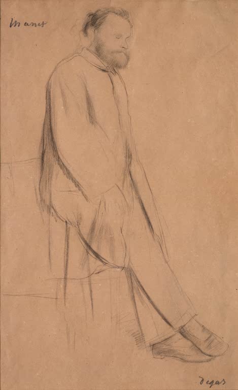 Kunstdruck des Gemäldes Porträt des Künstlers Édouard Manet von Edgar Degas mit einem Porträt des Malers Édouard Manet.