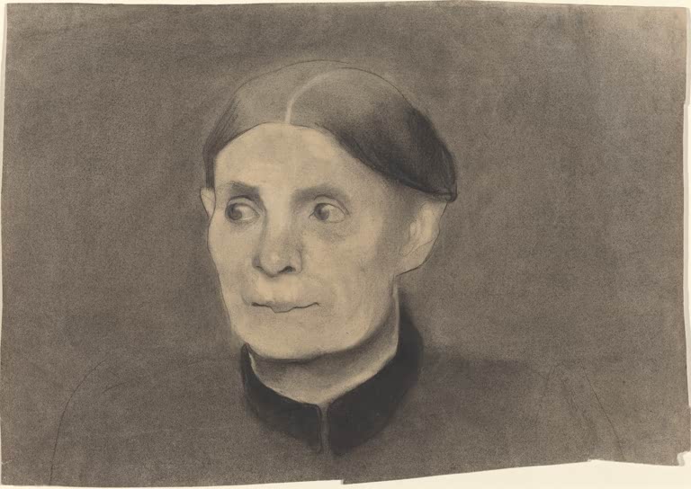 Kunstdruck „Porträt einer Frau“ von Paula Modersohn-Becker mit ausdrucksstarker Frauendarstellung in ruhiger Komposition
