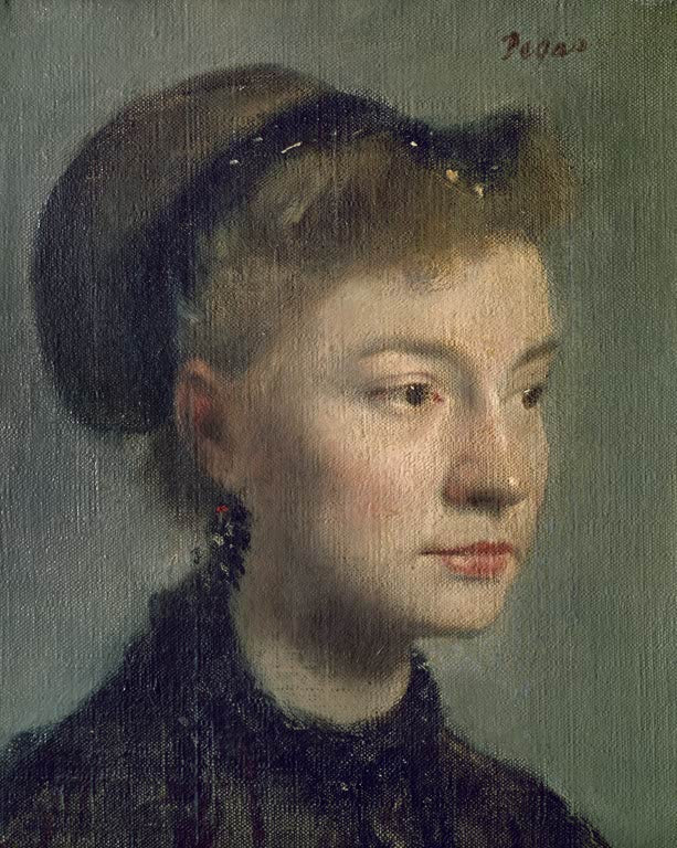 Kunstdruck von „Porträt einer jungen Frau“ von Edgar Degas, handgefertigt in Deutschland als Leinwand oder Poster erhältlich