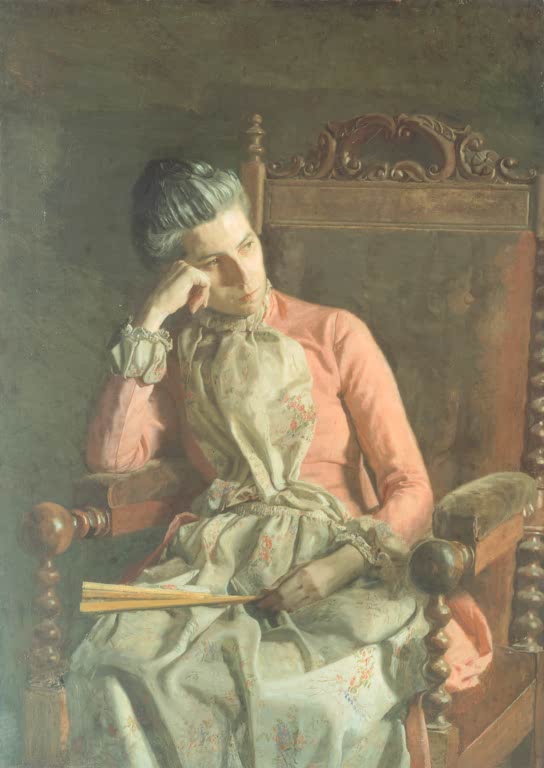 Kunstdruck des Gemäldes Porträt von Amelia Van Buren von Thomas Eakins, handgefertigt in Deutschland