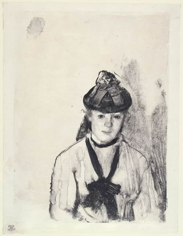 Kunstdruck des Gemäldes Porträt von Ellen Andrée von Edgar Degas mit dem Porträt der französischen Schauspielerin Ellen Andrée.
