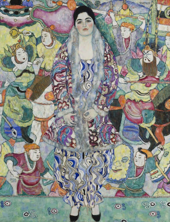 Kunstdruck des Gemäldes „Porträt von Friederike Maria Beer“ von Gustav Klimt – hochwertige Reproduktion eines eleganten Jugendstil-Porträts.