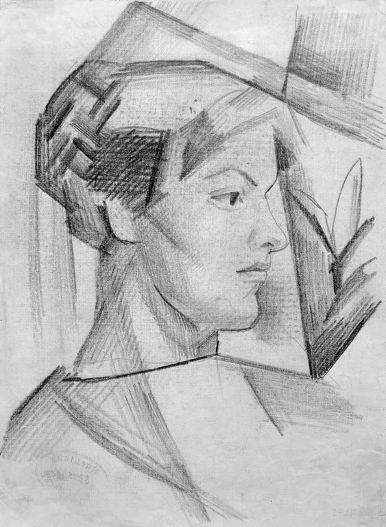 Kunstdruck des Gemäldes „Porträtzeichnung (Elisabeth Macke)“ von August Macke. Hochwertig in Deutschland von Hand gefertigt, erhältlich als Leinwand oder Poster und optional gerahmt.