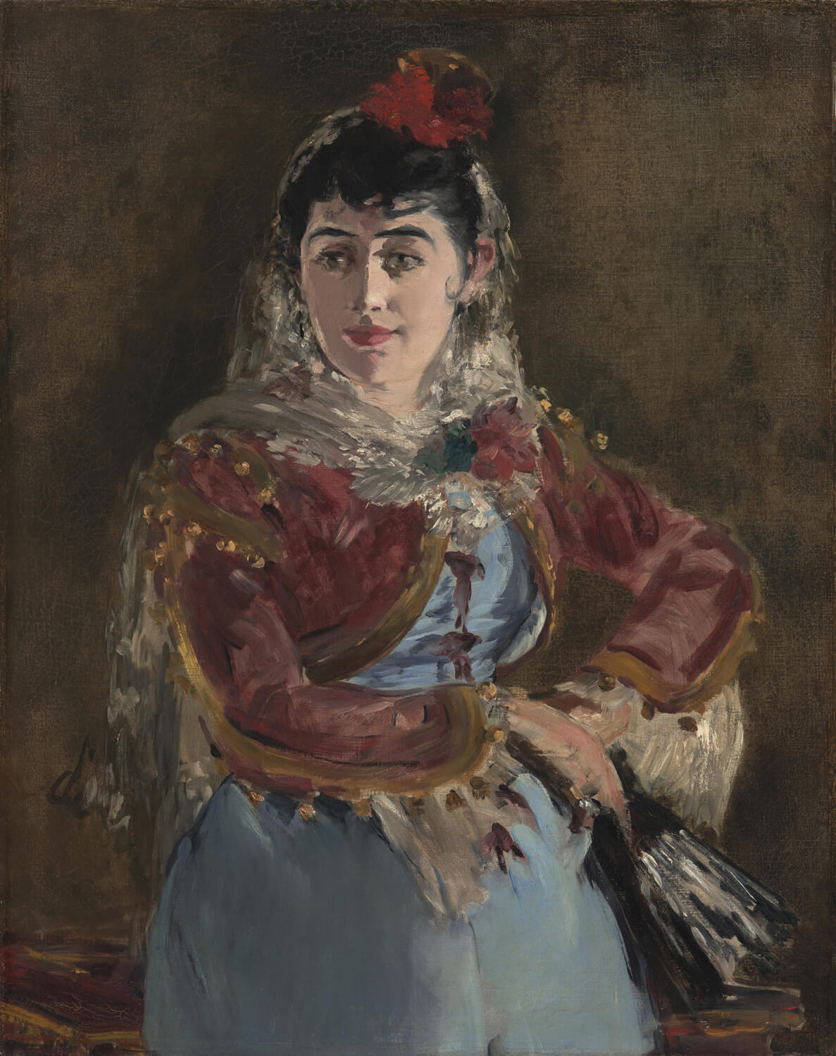 Das Gemälde Portrait von Émilie Ambre als Carmen von Édouard Manet zeigt die Opernsängerin Émilie Ambre in ihrer berühmten Rolle als Carmen. In lebendigen Farben eingefangen, stellt Manet ihre leidenschaftliche Ausstrahlung und kraftvolle Präsenz dar. Ein Meisterwerk der Belle Époque.