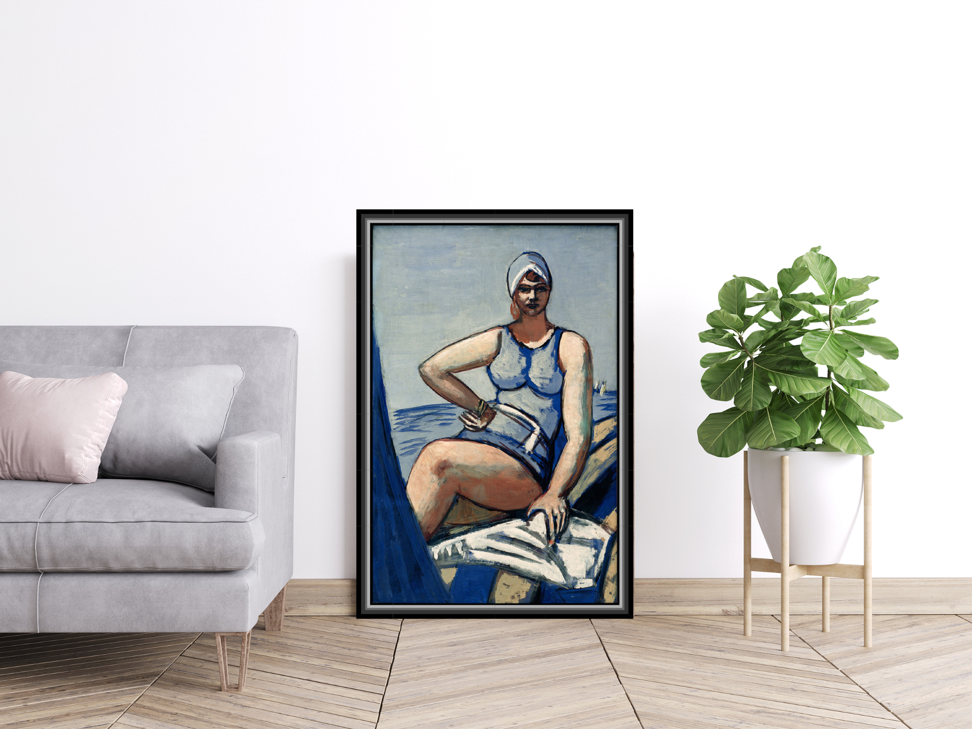Quappi in Blau im Boot | Max Beckmann