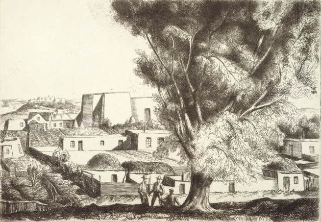 Ranchos de Taos von Bror Julius Olsson Nordfeldt als Kunstdruck, handgefertigt in Deutschland, erhältlich als Poster oder Leinwand.