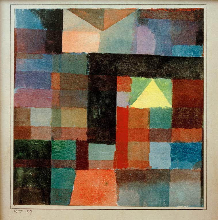 Kunstdruck „Raumarchitektur mit der gelben Pyramide“ von Paul Klee, handgefertigt in Deutschland