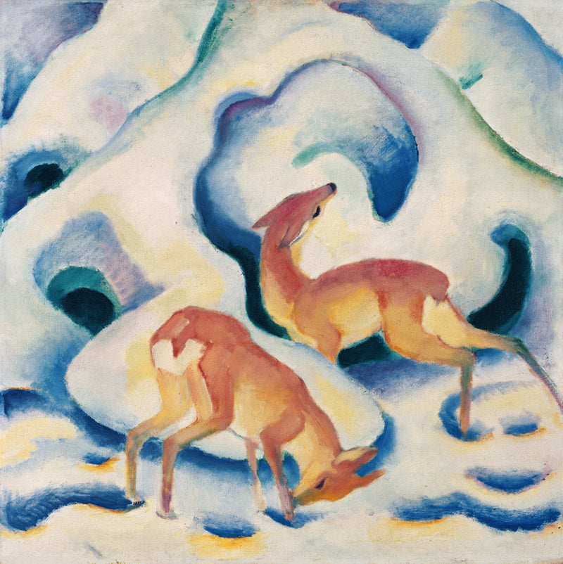 Kunstdruck Rehe im Schnee von Franz Marc als hochwertiger Kunstprint