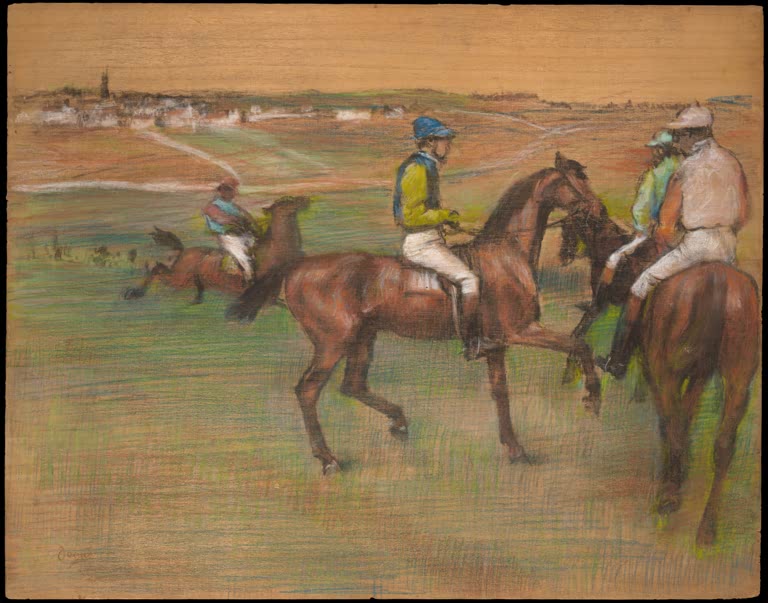 Kunstdruck von „Rennpferde“ von Edgar Degas, handgefertigt in Deutschland als Leinwand oder Poster erhältlich