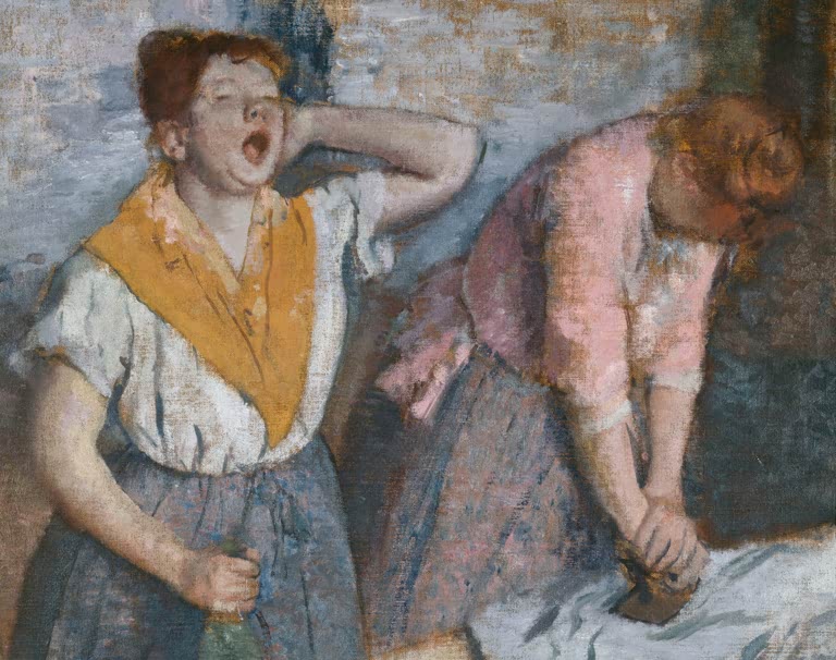 Kunstdruck von „Repasseuses“ von Edgar Degas, handgefertigt in Deutschland als Leinwand oder Poster erhältlich