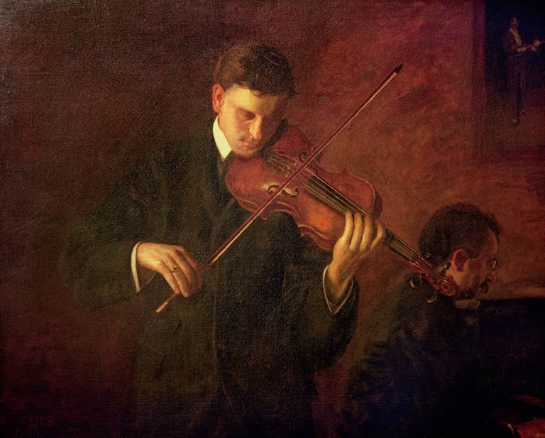Kunstdruck des Gemäldes „Retrospektion“ von Thomas Eakins. Hochwertige Reproduktion, in Deutschland von Hand gefertigt, erhältlich als Leinwand oder Poster.