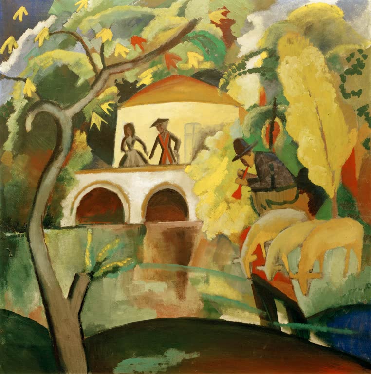 Kunstdruck des Gemäldes „Rokoko“ von August Macke. Hochwertig in Deutschland von Hand gefertigt, erhältlich als Poster oder Leinwand und optional gerahmt.