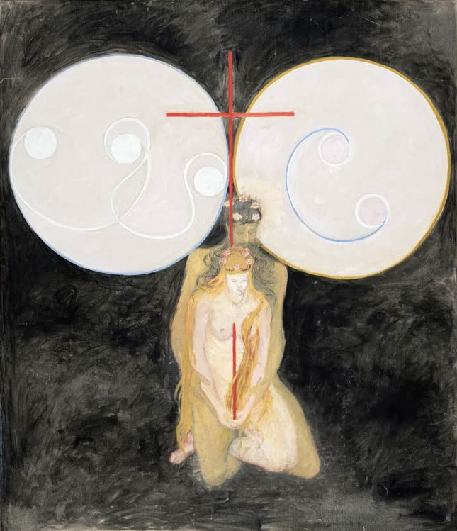 Kunstdruck „Rosen Serie, Gruppe III, Nr. 6“ von Hilma af Klint mit abstrakten Formen und symbolischer Farbgestaltung