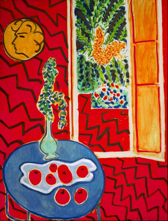 Kunstdruck „Rotes Interieur, Stilleben auf blauem Tisch“ von Henri Matisse, handgefertigt in Deutschland