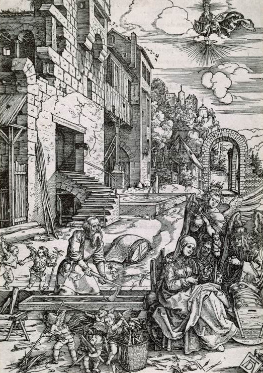 Kunstdruck „Ruhe auf der Flucht nach Ägypten“ von Albrecht Dürer mit biblischer Familienszene