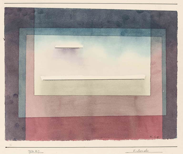 Kunstdruck „Ruhendes“ von Paul Klee mit abstrakter, ruhiger Komposition und harmonisch abgestimmten Farbflächen