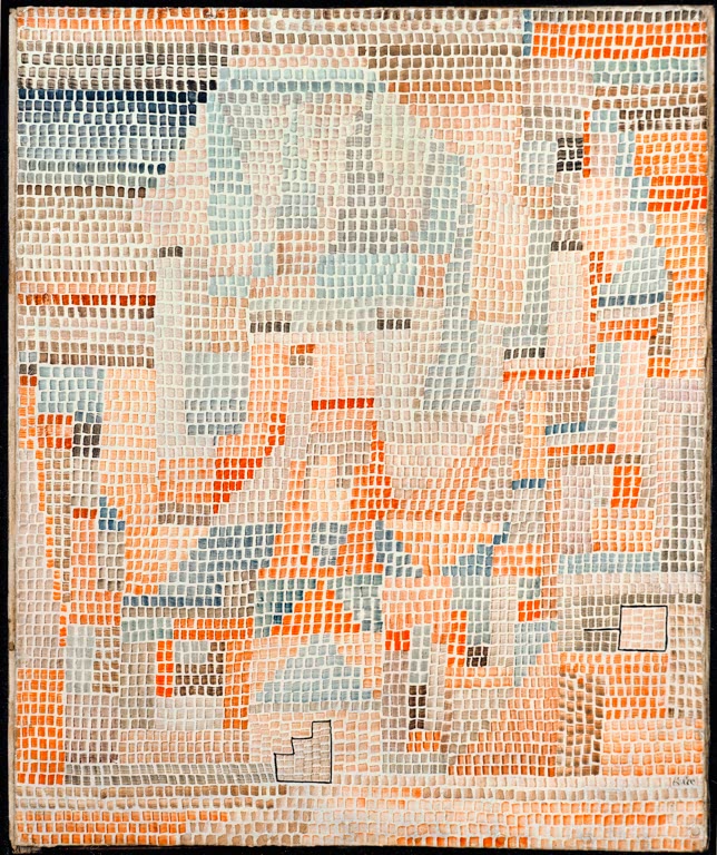 Kunstdruck von „Ruinen von Git“ von Paul Klee mit abstrakter Ruinenlandschaft und geometrischer Formensprache.