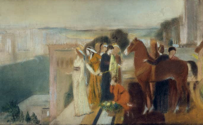 Kunstdruck von Sémiramis construisant Babylone von Edgar Degas mit einer historischen Szene der Königin Semiramis beim Bau Babylons.