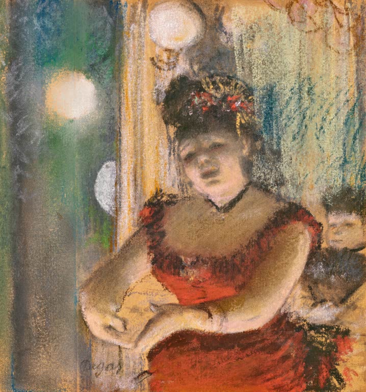 Kunstdruck von Sängerin im Café-Konzert von Edgar Degas mit einer ausdrucksstarken Bühnenszene in impressionistischer Malweise.