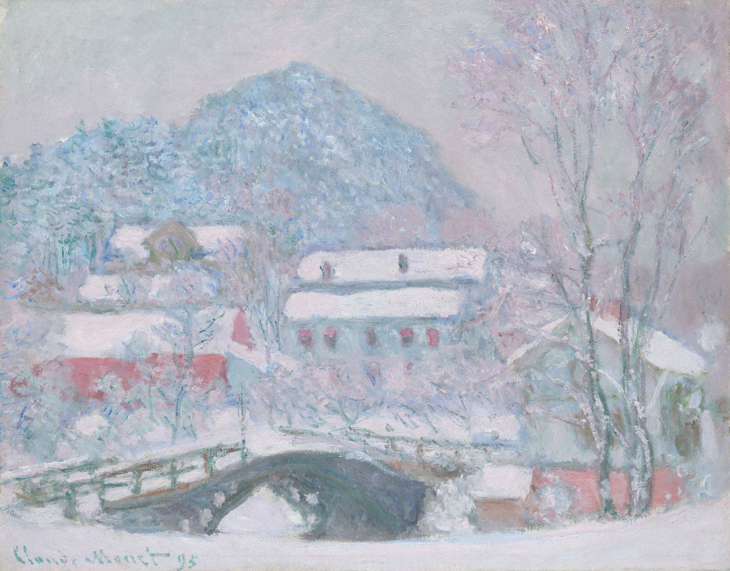 Kunstkopie von Claude Monets Gemälde Sandvika, Norway, das eine friedliche norwegische Bucht zeigt, umgeben von Felsen und üppigem Grün, mit sanften Wellen und dem typischen Spiel von Licht und Schatten im impressionistischen Stil.