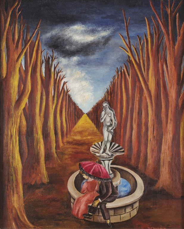 Kunstdruck „Sarah mit Kind vor dem Portal und Hagar“ von Louis Scherf mit biblischer Figurenszene