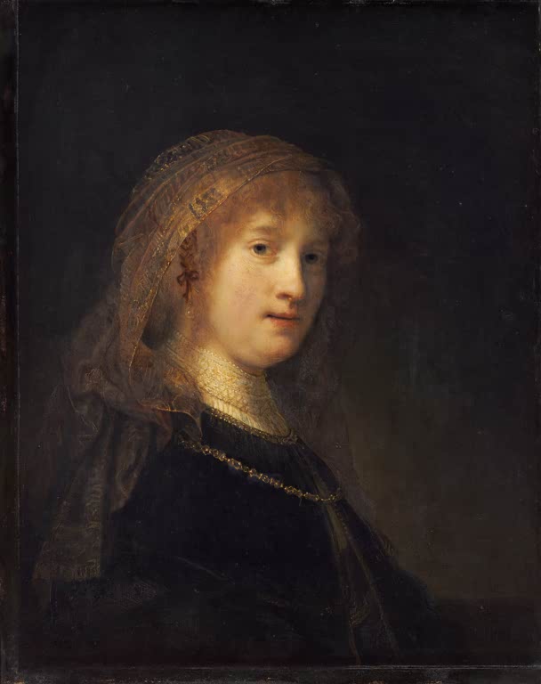 Kunstdruck „Saskia van Uylenburgh, die Ehefrau des Künstlers“ von Rembrandt van Rijn