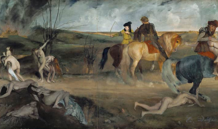 Kunstdruck von „Scene du guerre au Moyen Age“ von Edgar Degas, handgefertigt in Deutschland als Leinwand oder Poster erhältlich