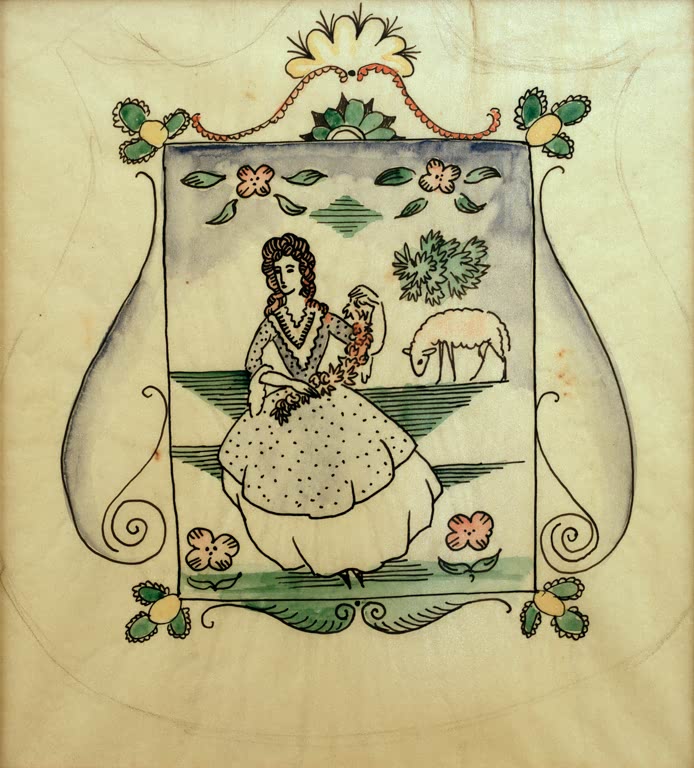 Kunstdruck des Gemäldes „Schäferin mit einem Schaf“ von August Macke. Hochwertig in Deutschland von Hand gefertigt, erhältlich als Leinwand oder Poster und optional gerahmt.