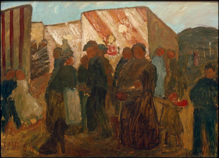 Kunstdruck von „Schützenfest in Worpswede“ von Paula Modersohn-Becker. Ausdrucksstarke Darstellung eines ländlichen Festes mit charakteristischer Farbgebung, in Deutschland handgefertigt.