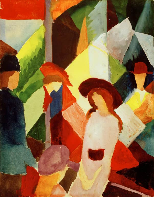 Kunstdruck des Gemäldes „Schaufenster“ von August Macke. Hochwertig in Deutschland von Hand gefertigt, erhältlich als Leinwand oder Poster und optional gerahmt.
