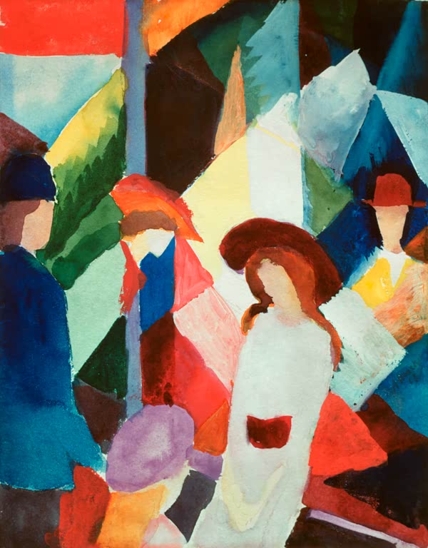 Kunstdruck des Gemäldes „Schaufenster“ von August Macke. Hochwertig in Deutschland von Hand gefertigt, erhältlich als Poster oder Leinwand und optional gerahmt.