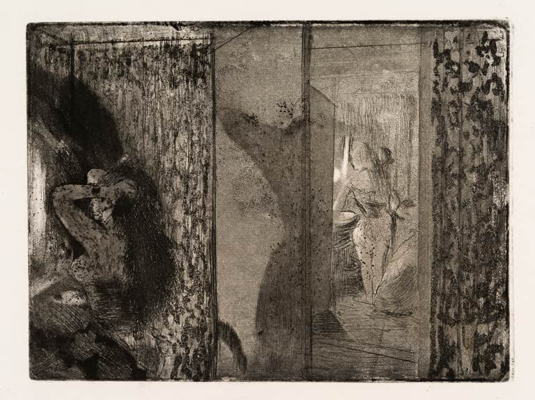 Kunstdruck des Gemäldes „Schauspielerinnen in ihren Ankleideräumen“ von Edgar Degas, hochwertig reproduziert und in Deutschland von Hand gefertigt.