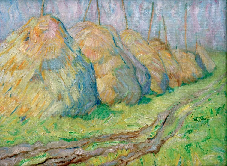 Kunstdruck des Gemäldes „Schilfhocken“ von Franz Marc. Hochwertig in Deutschland von Hand gefertigt, erhältlich als Poster oder Leinwand und optional gerahmt.