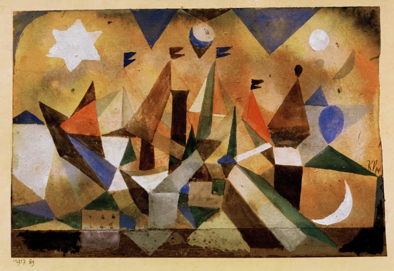 Kunstdruck „Segelschiffe, den Sturm abwartend“ von Paul Klee, handgefertigt in Deutschland