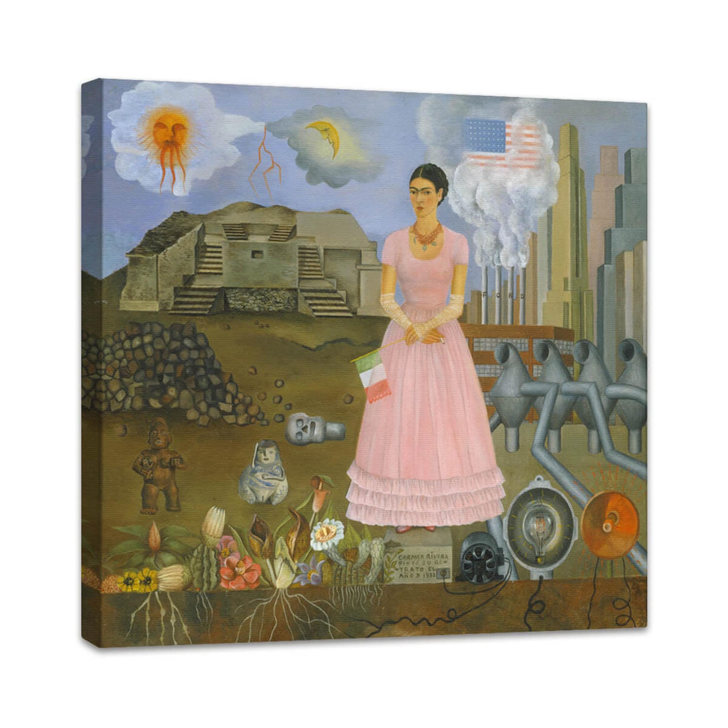 Selbstbildnis auf der Grenze zwischen Mexiko und den USA | Frida Kahlo