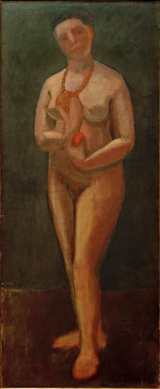 Kunstdruck von „Selbstbildnis, Akt“ von Paula Modersohn-Becker. Ausdrucksstarkes Selbstporträt mit mutiger Darstellung der Künstlerin, in Deutschland handgefertigt.