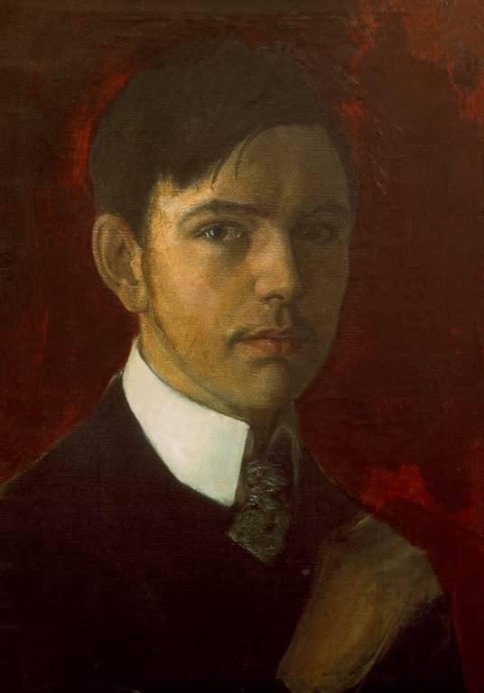 Kunstdruck des Gemäldes „Selbstbildnis“ von August Macke. Hochwertig in Deutschland von Hand gefertigt, erhältlich als Leinwand oder Poster und optional gerahmt.