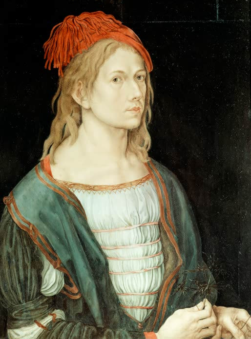 Kunstdruck „Selbstbildnis Dürers 1493“ von Albrecht Dürer als frühes Künstlerporträt der Renaissance