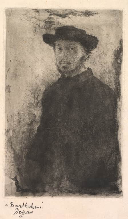 Kunstdruck des Gemäldes Selbstbildnis von Edgar Degas mit dem Porträt des französischen Künstlers.
